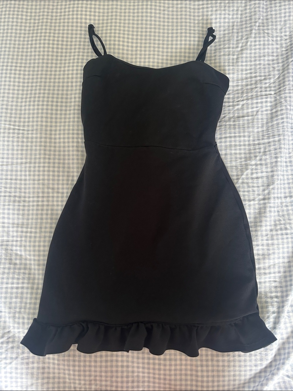 Lulus Black Mini Bodycon Ruffle Dress | XS